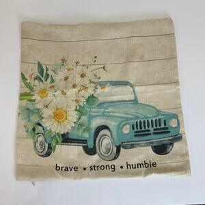 Set of 4 Farmhouse Floral Throw Pillow Covers 18x18 Daisy Bee Truck Beige